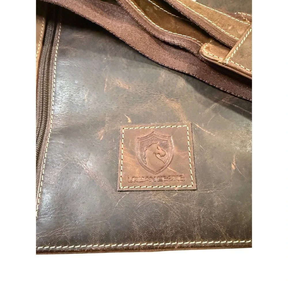 Urban Dezire Brown Distressed Leather Messenger Bag Crossbody‎